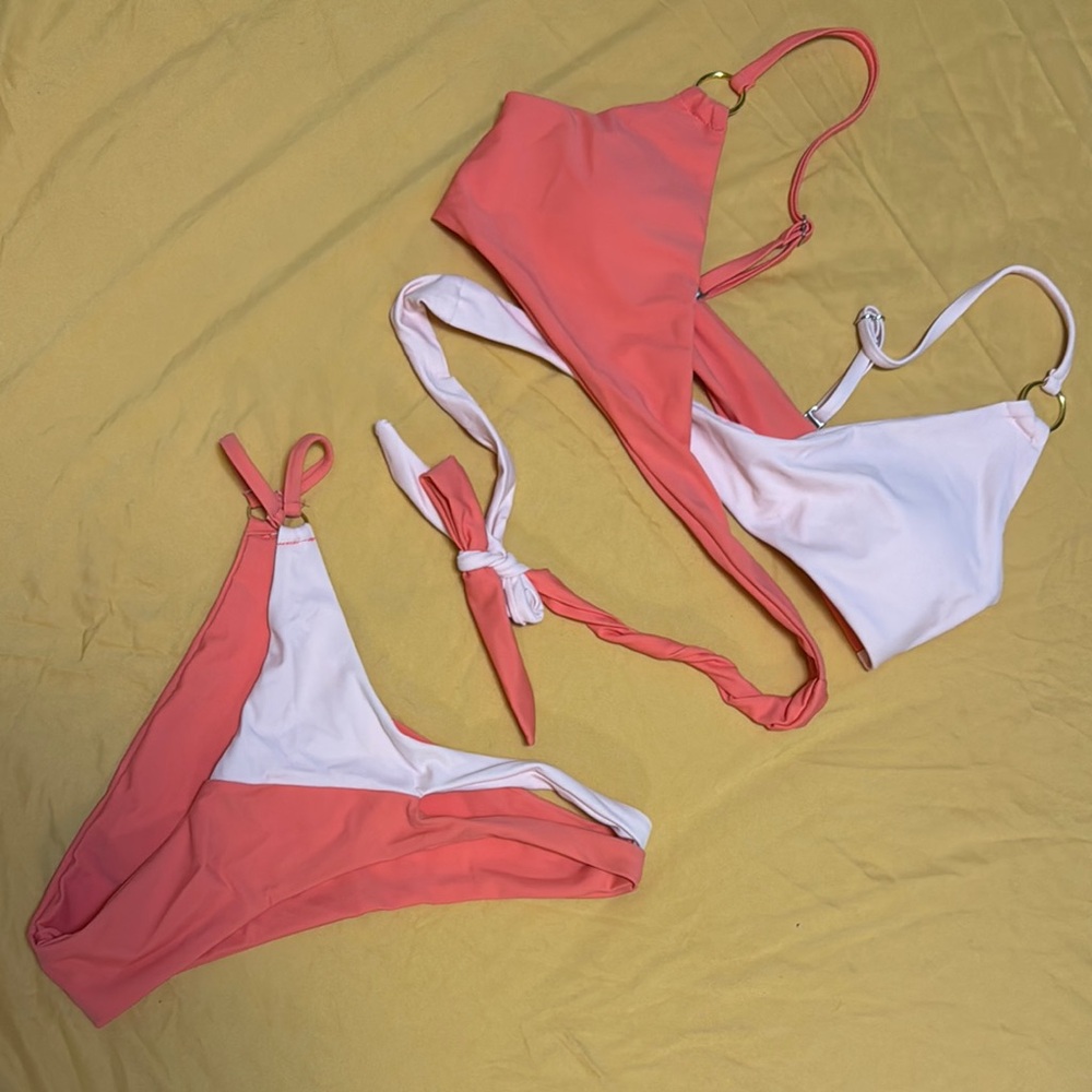 Never Worn. Two Tone Coral Bikini Set